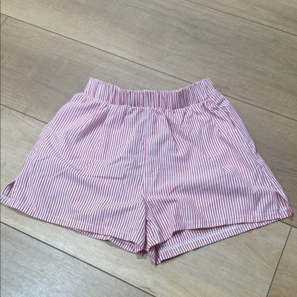 Striped Pink and White Women's Shorts